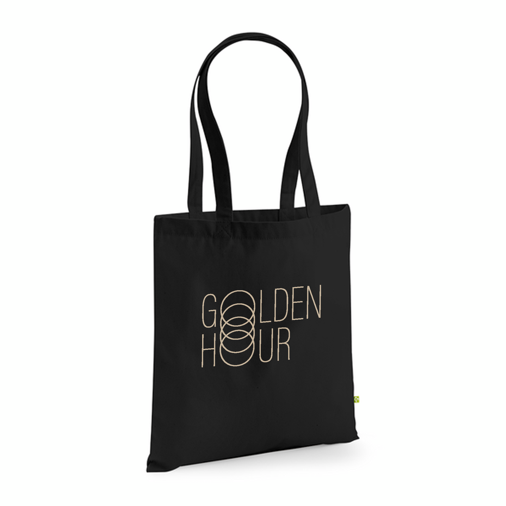 Organic Black Tote Bag – Golden Hour