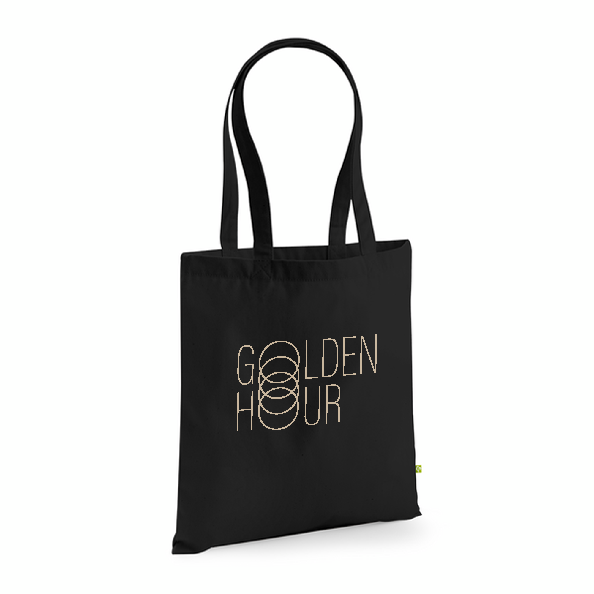 Organic Black Tote Bag – Golden Hour