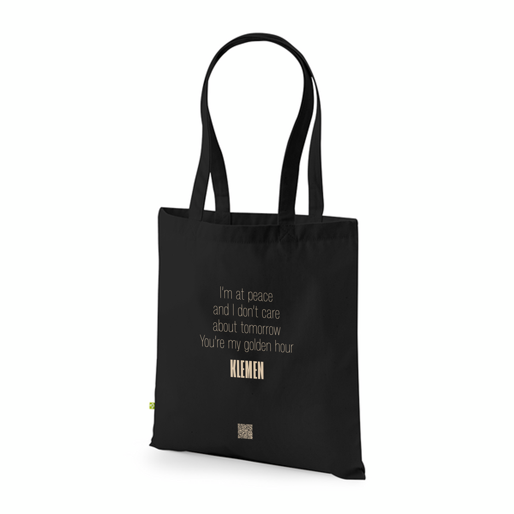 Organic Black Tote Bag – Golden Hour